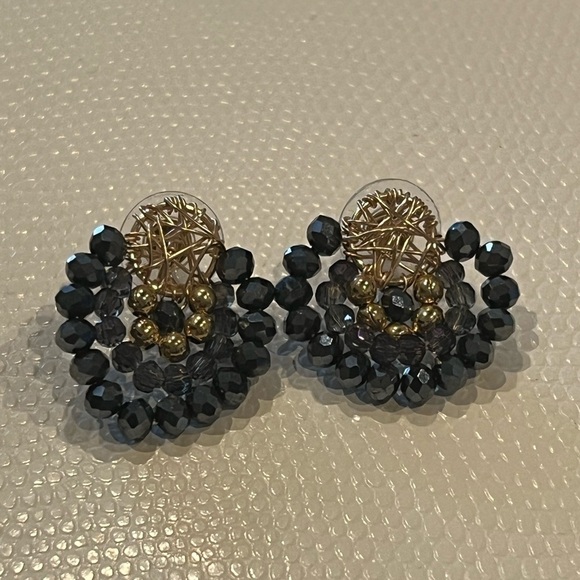 Jewelry - Gold Blue Purple Beaded Stud Earrings Boho Statement Colorful Jewelry